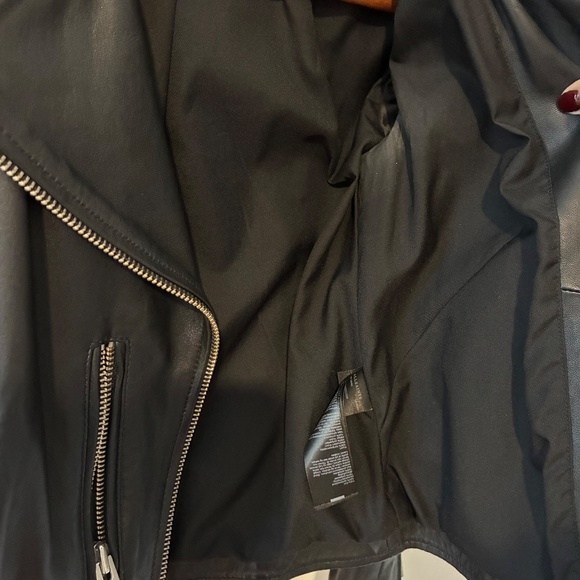 All Saints Leather Balfern Biker Jacket Size 0 - Picture 4 of 6